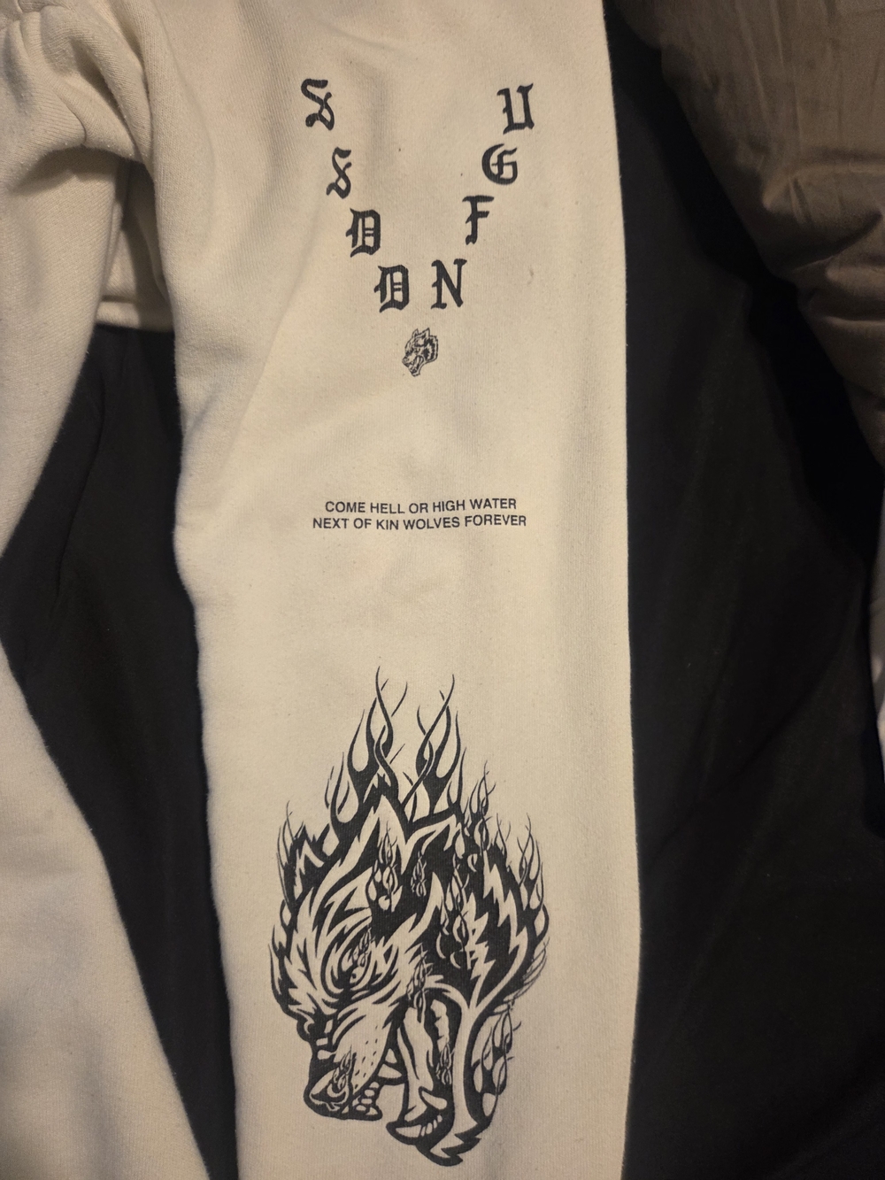 Darc Sport White Joggers with Black Flame Wolf Graphic - Picture 5 of 9